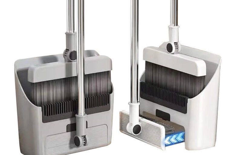 3-in-1 Foldable Rotating Broom Set with Steel Bristles for Home Use