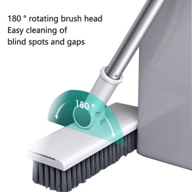 3-in-1 Foldable Rotating Broom Set with Steel Bristles for Home Use