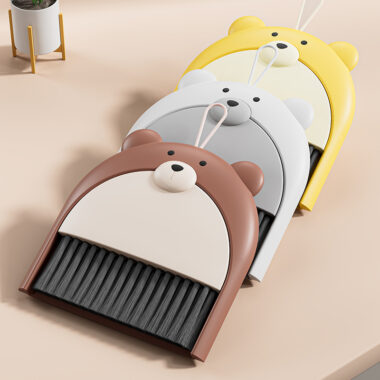 Cute Cartoon Mini Plastic Broom with Soft Bristles for Desktop Cleaning