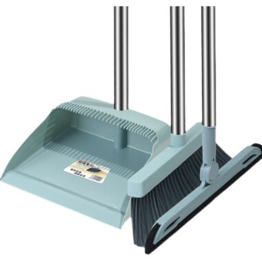 Anti-Hair House Clean Broom and Dustpan Set with Built-in Squeegee