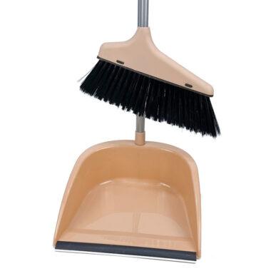 Plastic Soft Broom and Dustpan Set with Iron Handle for Daily Home Cleaning