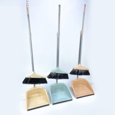Plastic Soft Broom and Dustpan Set with Iron Handle for Daily Home Cleaning
