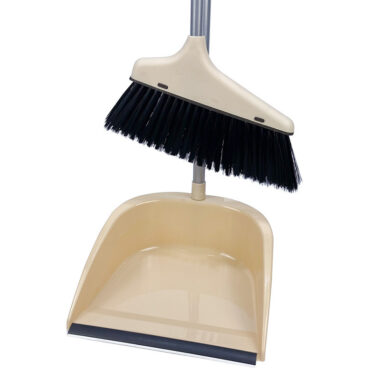 Plastic Soft Broom and Dustpan Set with Iron Handle for Daily Home Cleaning