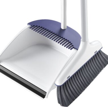  Soft Bristle House Clean Broom and Dustpan Combo for Hair-Free Sweeping