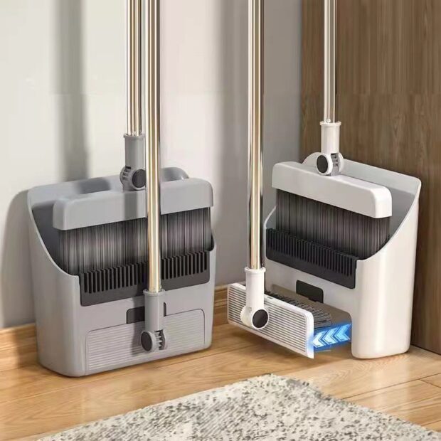 Soft Bristle House Clean Broom and Dustpan Combo for Hair-Free Sweeping
