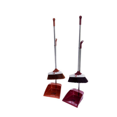 Soft Bristle Broom and Long Handle Dustpan Set for Home Cleaning