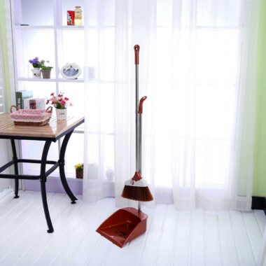 Soft Bristle Broom and Long Handle Dustpan Set for Home Cleaning