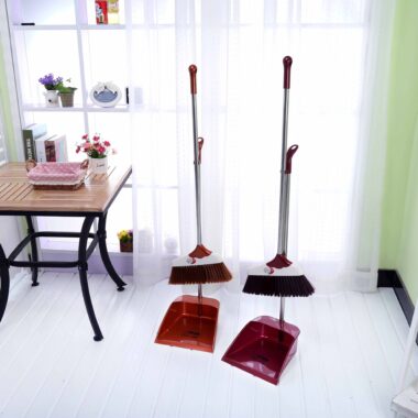 Soft Bristle Broom and Long Handle Dustpan Set for Home Cleaning