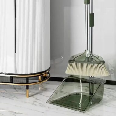 Transparent House Clean Broom and Dustpan Set with Soft Bristles for Hair-Free Cleaning
