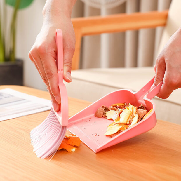 Mini House Clean Brooms Set – Desktop Dustpan & Brush Combo for Home or Office (2) Mini Desktop Broom and Dustpan Set for Table Cleaning at Home or Office