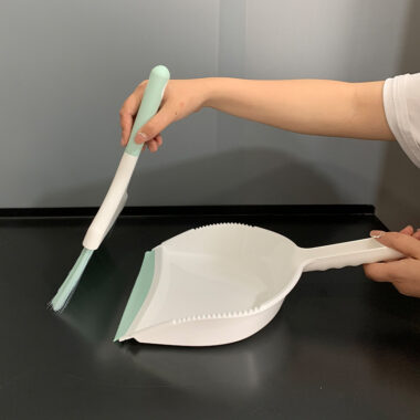 Mini Kids Plastic Broom and Dustpan Set with Soft Bristles for Desktop Use
