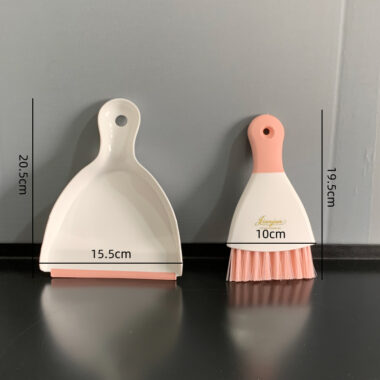 Mini Kids Plastic Broom and Dustpan Set with Soft Bristles for Desktop Use