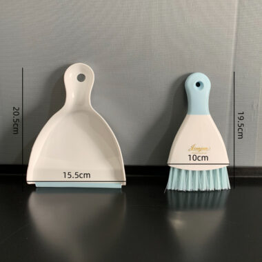 Mini Kids Plastic Broom and Dustpan Set with Soft Bristles for Desktop Use