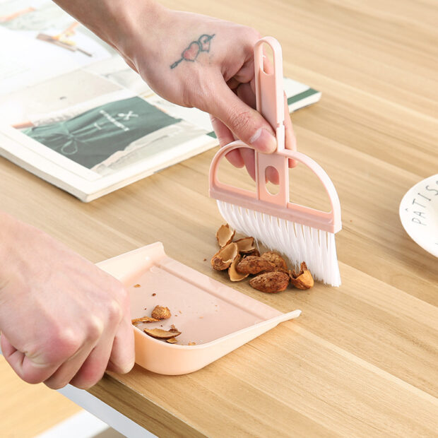 Pet Hair House Clean Brooms Set – Mini Desktop Dustpan & Brush for Quick Cleaning (5) Mini Brush and Dustpan Set for Pet Hair and Desktop Cleaning