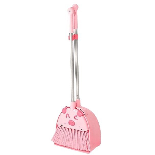 Kids Plastic Broom and Dustpan Toy Set for Pretend Play Cleaning