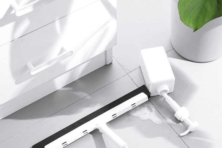 Long Handle Plastic Broom and Squeegee for Bathroom Floor and Hair