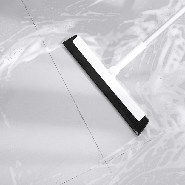 Long Handle Plastic Broom and Squeegee for Bathroom Floor and Hair